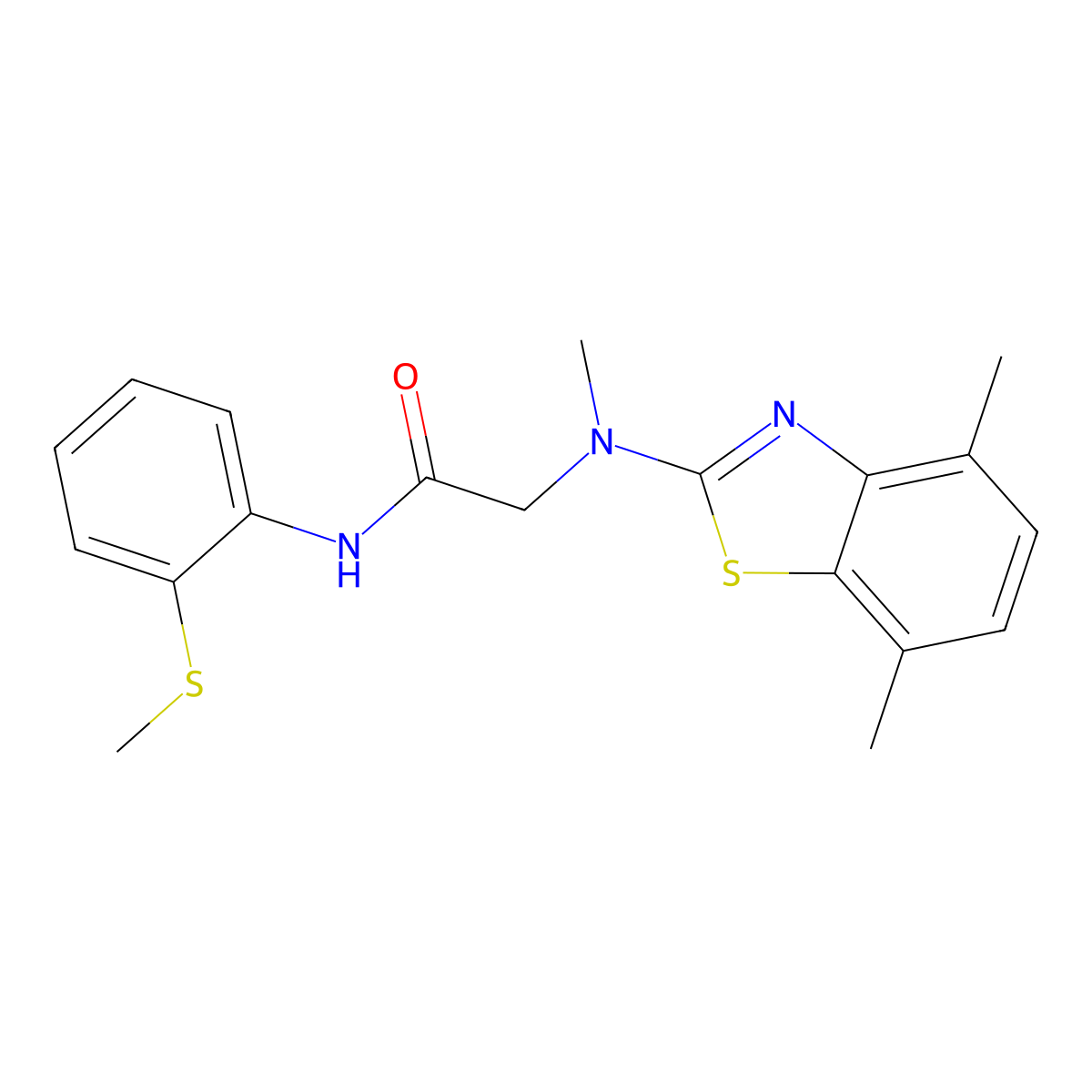 2-[(4,7-dimethyl-1,3-benzothiazol-2-yl)(methyl)amino]-N-[2-(methylsulfanyl)phenyl]acetamide molecular structure, CAS 1396786-86-9