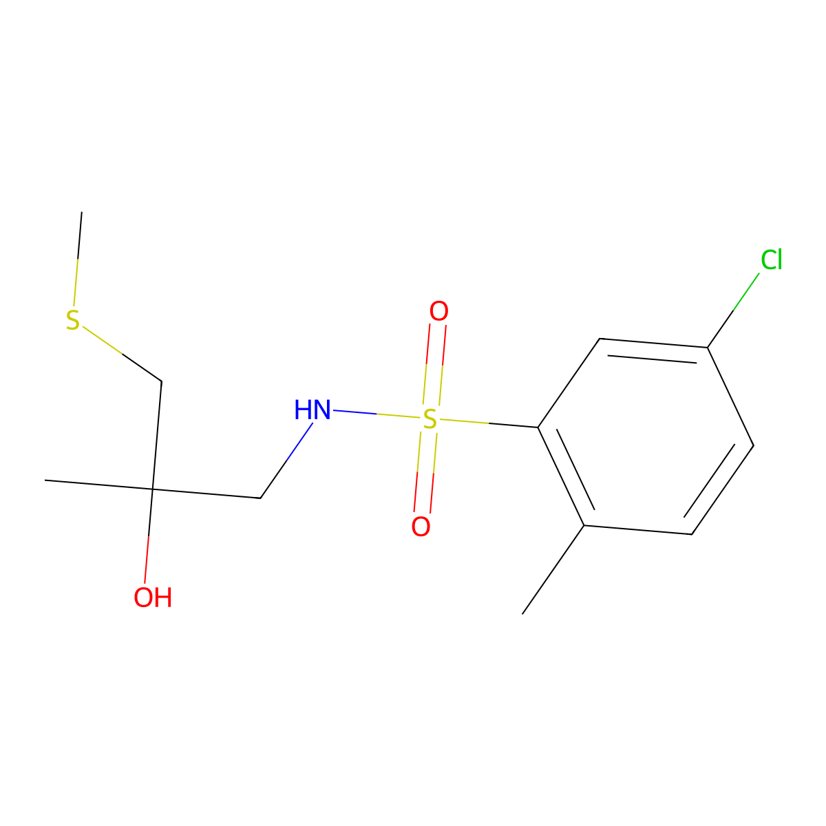 5-chloro-N-(2-hydroxy-2-methyl-3-(methylthio)propyl)-2-methylbenzenesulfonamide molecular structure, CAS 1396786-88-1