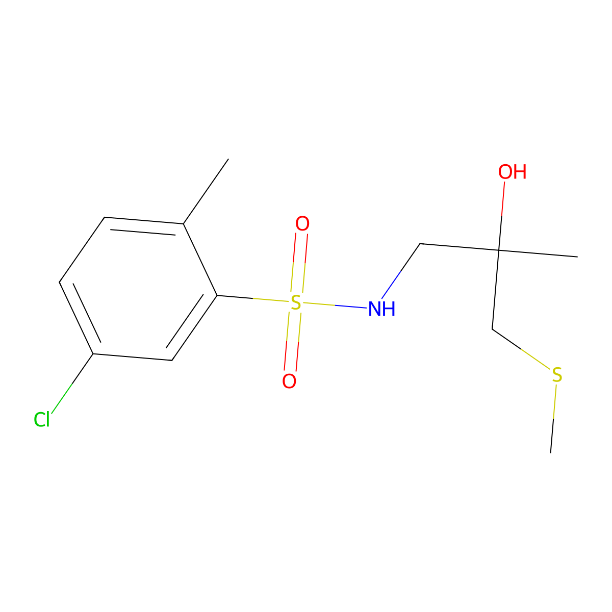 5-chloro-N-(2-hydroxy-2-methyl-3-(methylthio)propyl)-2-methylbenzenesulfonamide molecular structure, CAS 1396786-88-1