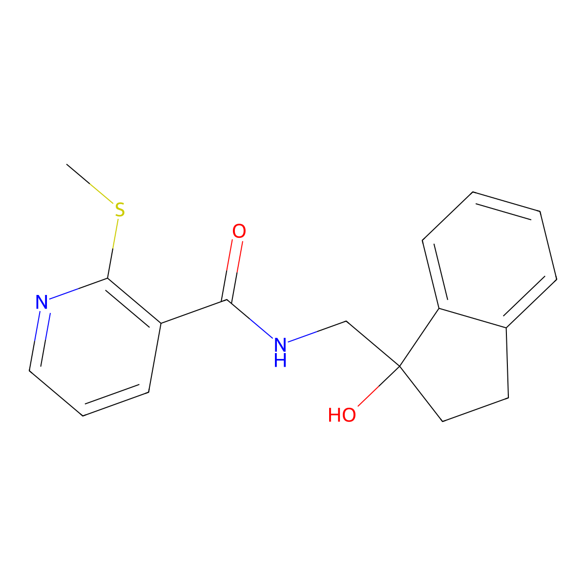 N-[(1-hydroxy-2,3-dihydro-1H-inden-1-yl)methyl]-2-(methylsulfanyl)pyridine-3-carboxamide molecular structure, CAS 1396786-89-2