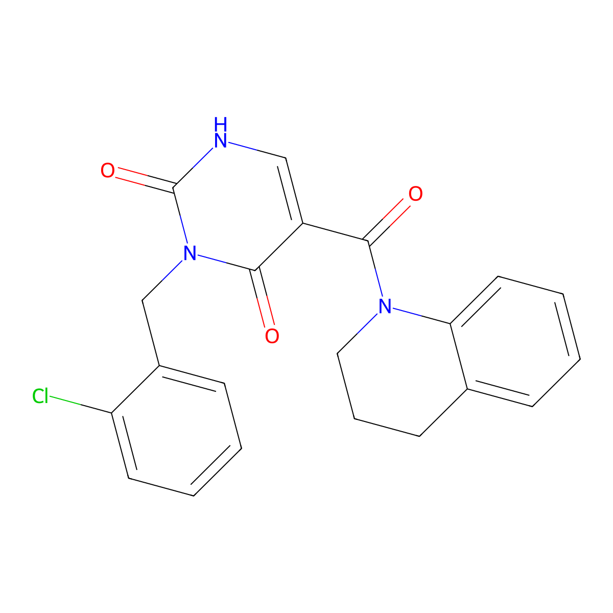 3-(2-chlorobenzyl)-5-(1,2,3,4-tetrahydroquinoline-1-carbonyl)pyrimidine-2,4(1H,3H)-dione molecular structure, CAS 1396786-97-2