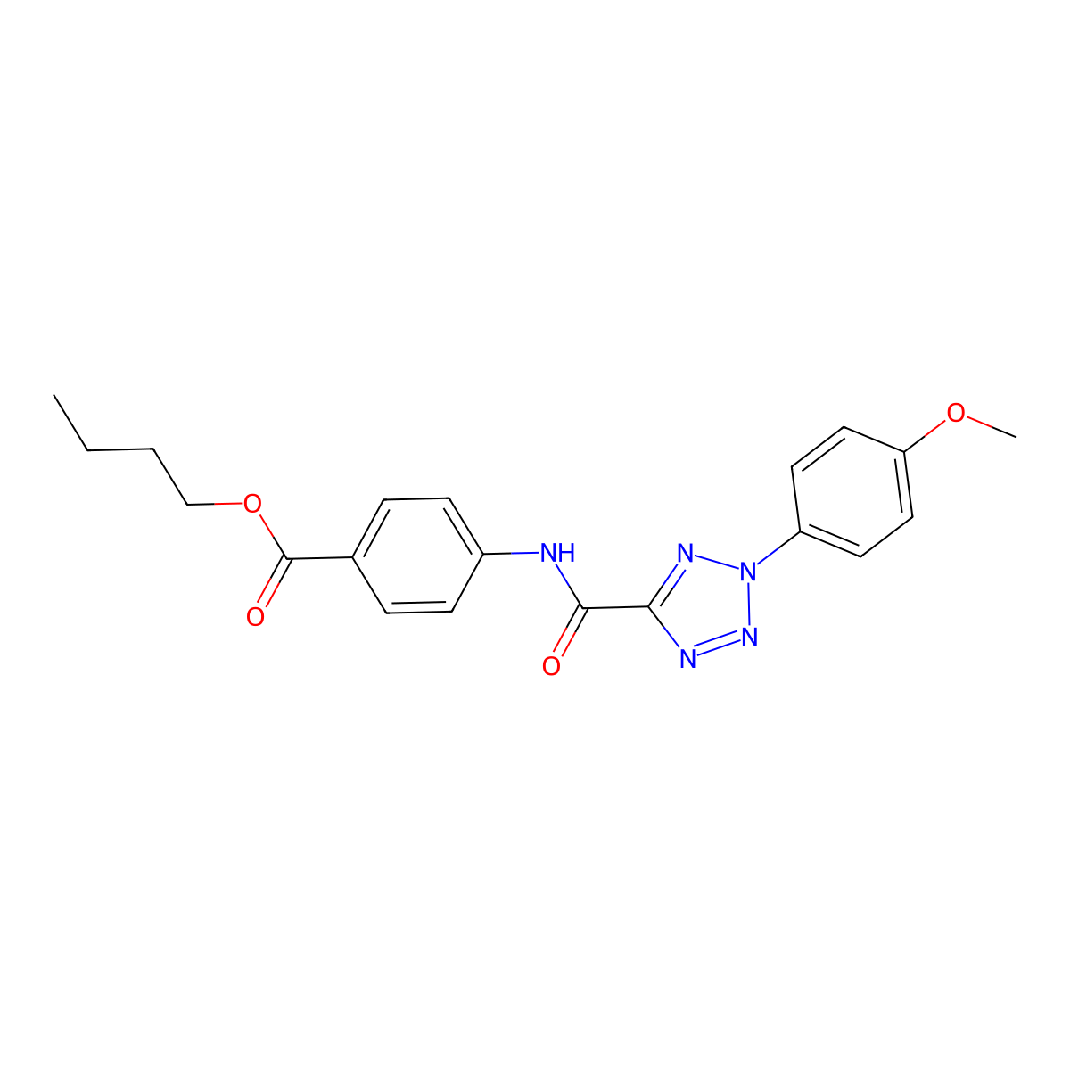 butyl 4-(2-(4-methoxyphenyl)-2H-tetrazole-5-carboxamido)benzoate molecular structure, CAS 1396787-06-6