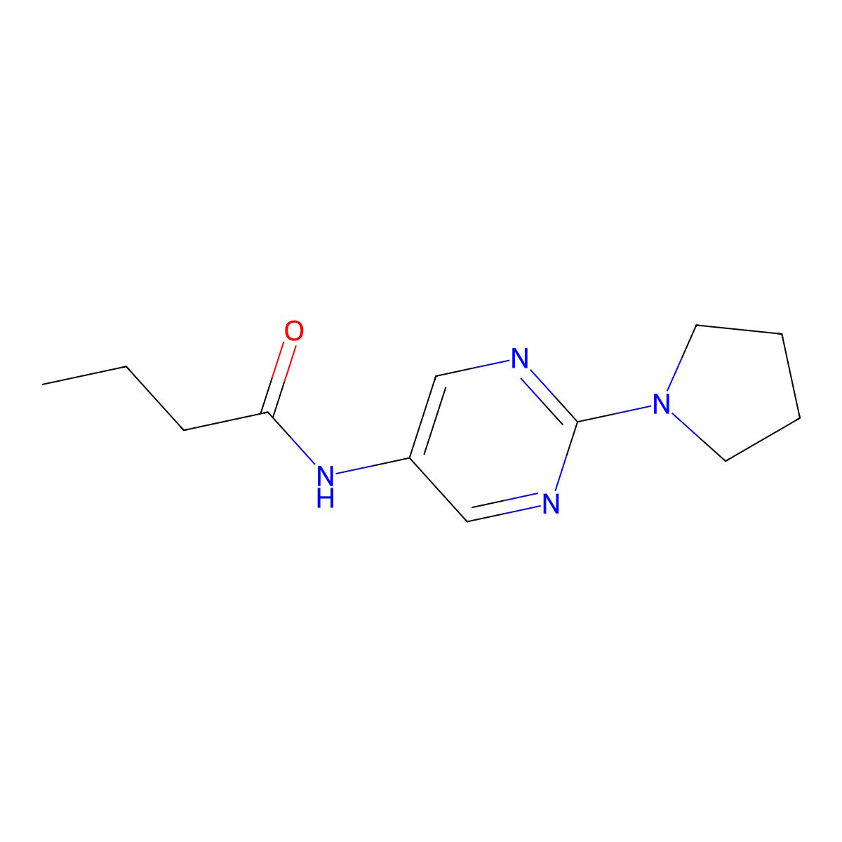 N-(2-(pyrrolidin-1-yl)pyrimidin-5-yl)butyramide molecular structure, CAS 1396787-10-2
