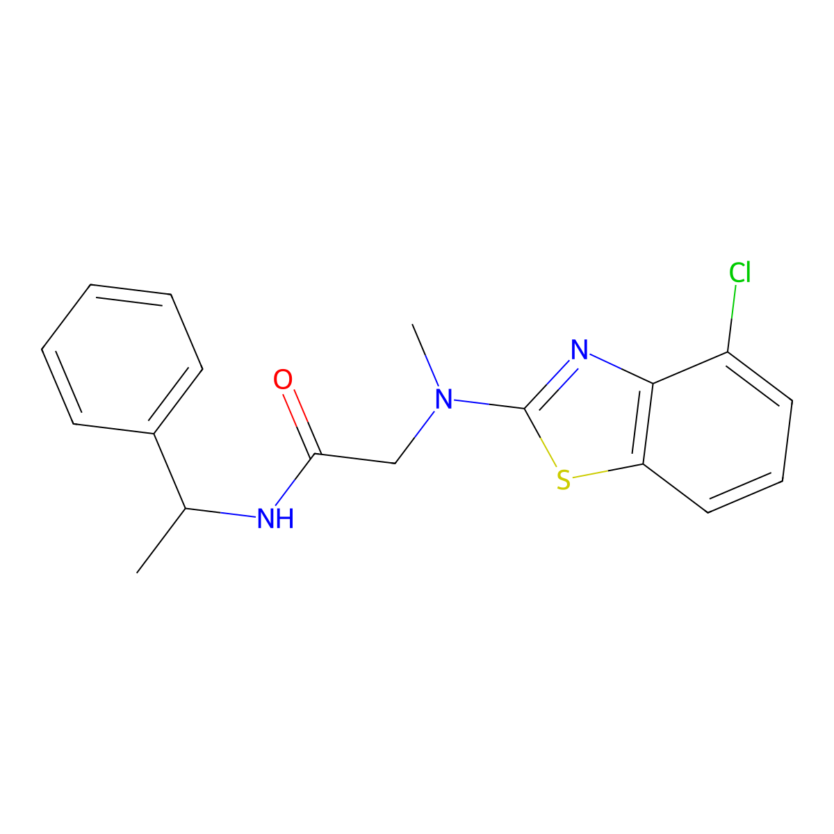 2-((4-chlorobenzo[d]thiazol-2-yl)(methyl)amino)-N-(1-phenylethyl)acetamide molecular structure, CAS 1396787-11-3