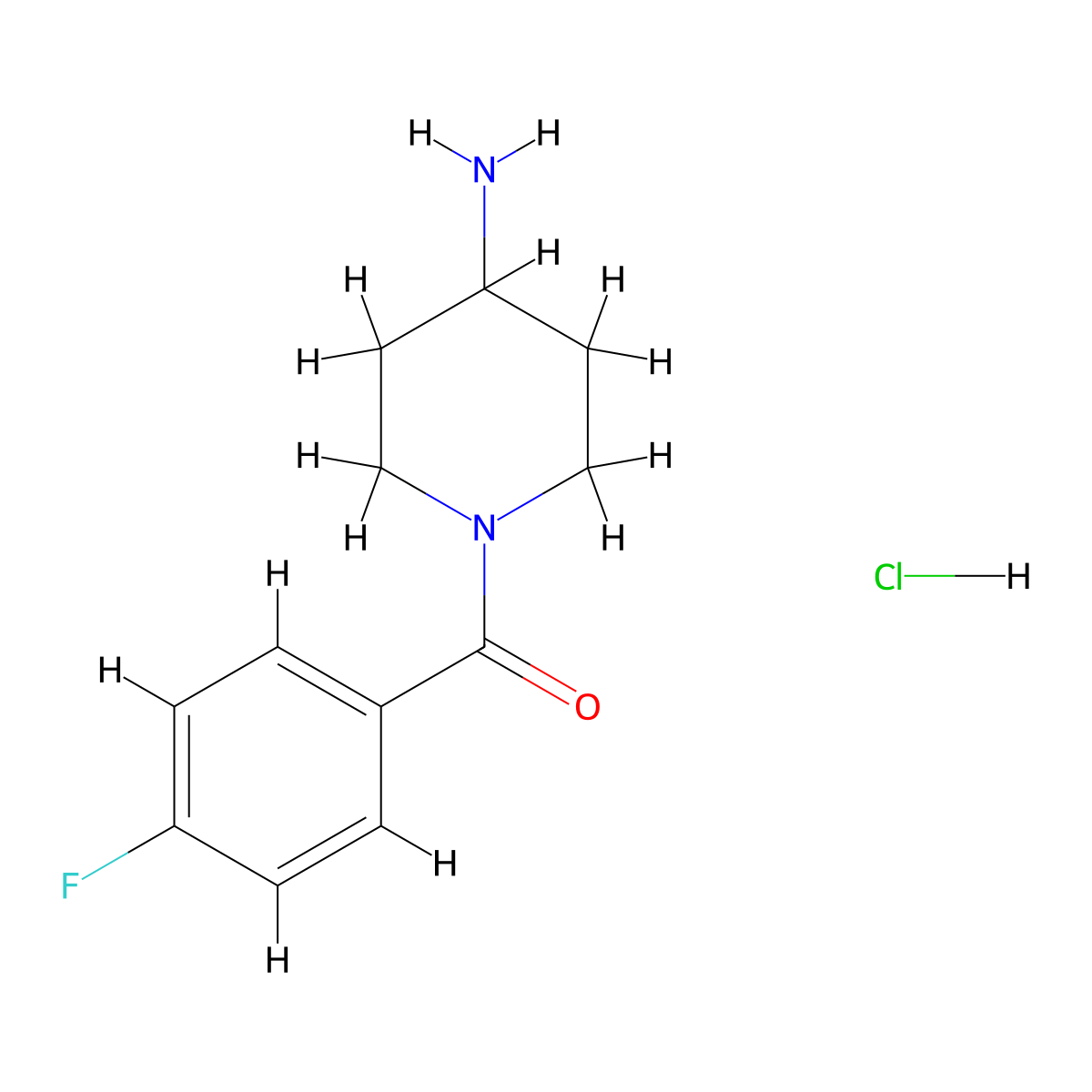 (4-Aminopiperidin-1-yl)(4-fluorophenyl)methanone hydrochloride molecular structure, CAS 139679-50-8
