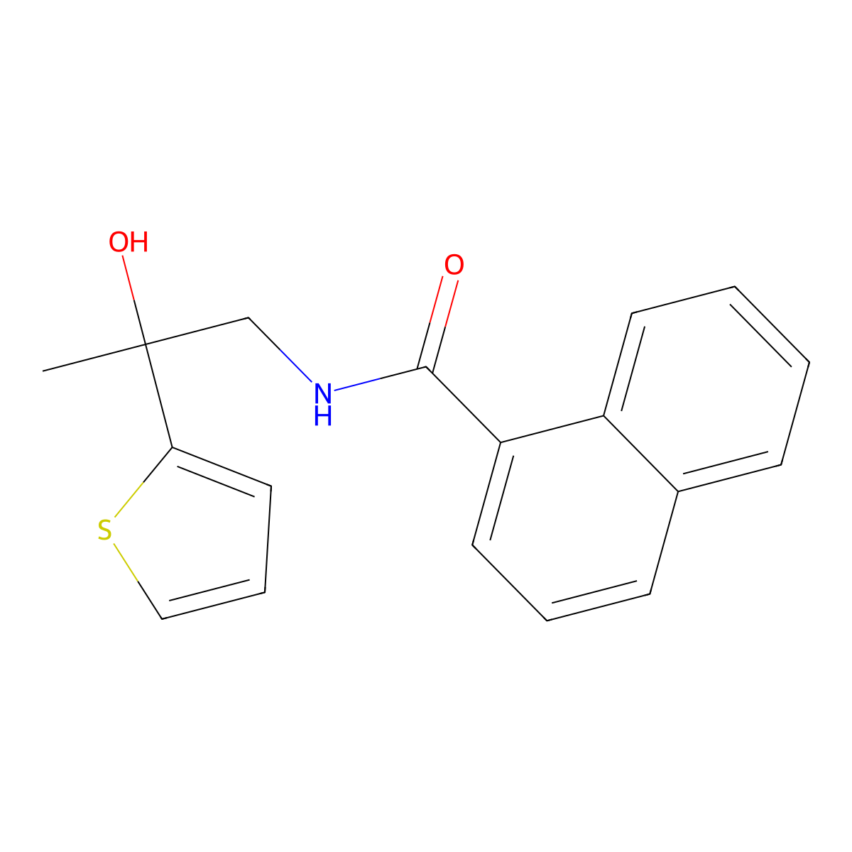 N-(2-hydroxy-2-(thiophen-2-yl)propyl)-1-naphthamide molecular structure, CAS 1396790-42-3