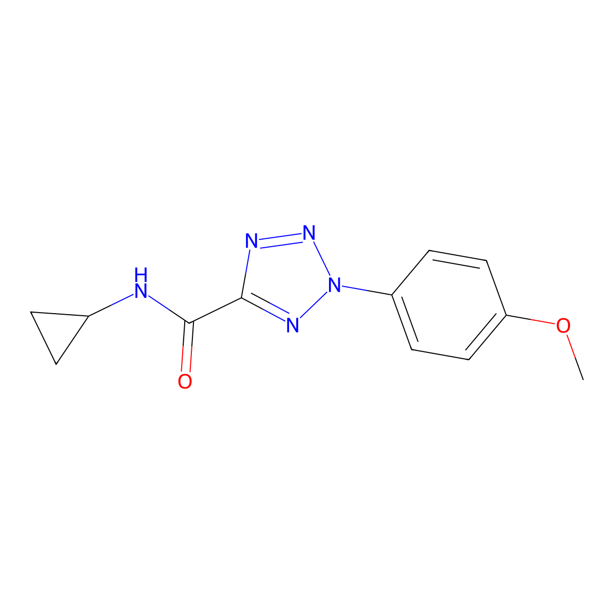 N-cyclopropyl-2-(4-methoxyphenyl)-2H-tetrazole-5-carboxamide molecular structure, CAS 1396790-43-4