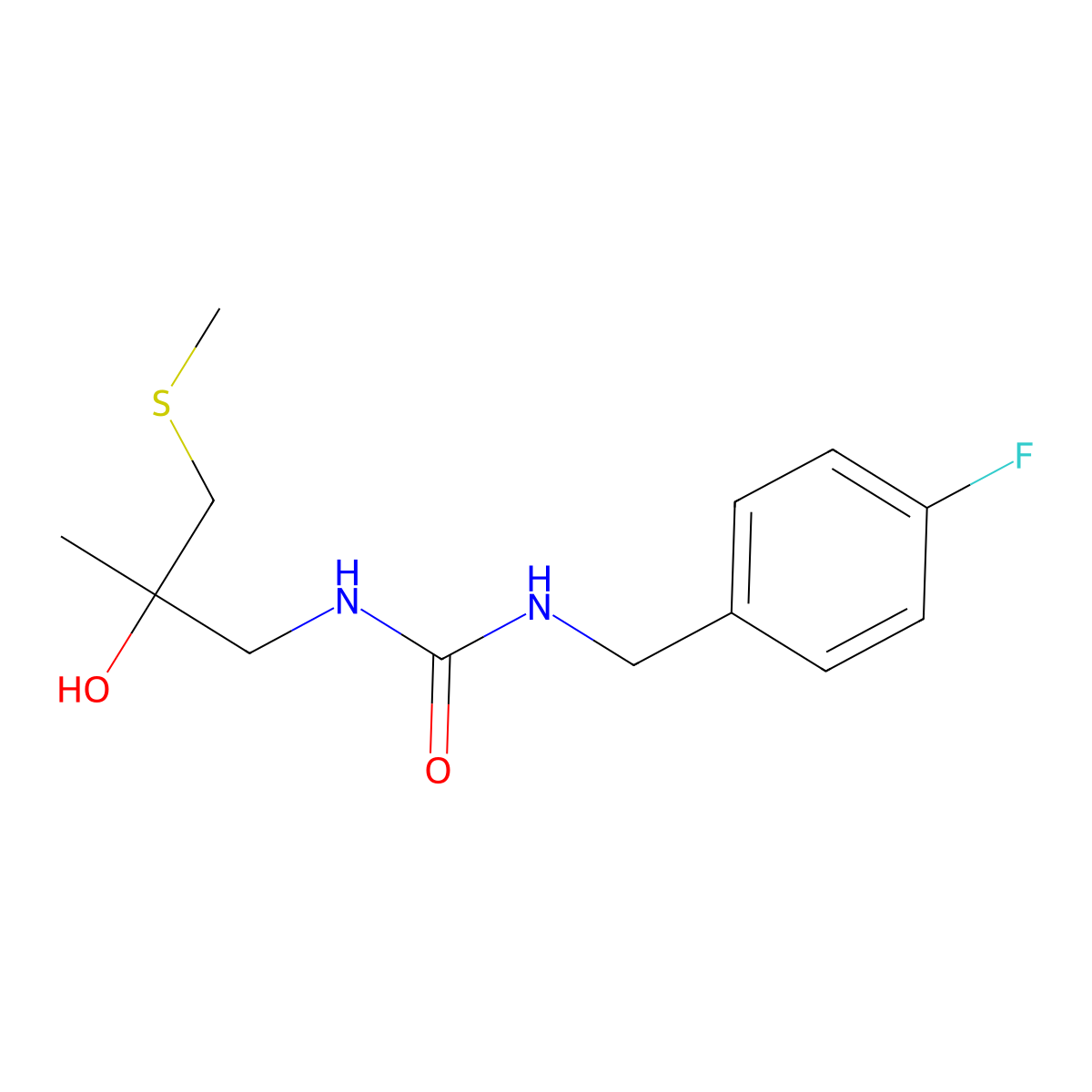 1-(4-Fluorobenzyl)-3-(2-hydroxy-2-methyl-3-(methylthio)propyl)urea molecular structure, CAS 1396790-44-5