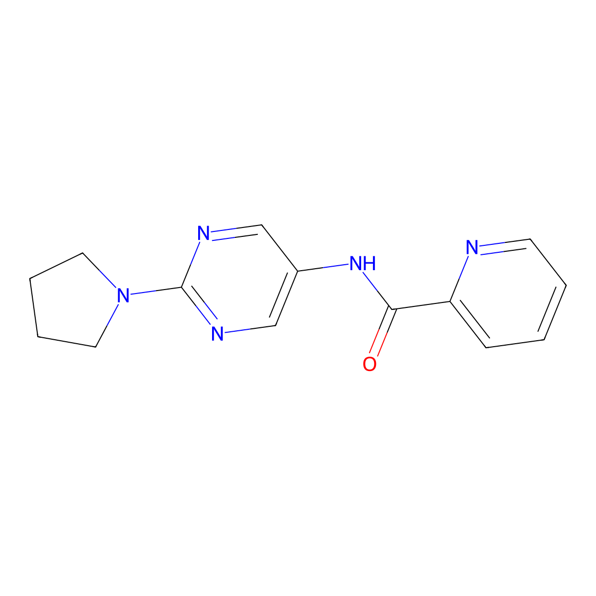 N-(2-(pyrrolidin-1-yl)pyrimidin-5-yl)picolinamide molecular structure, CAS 1396790-49-0