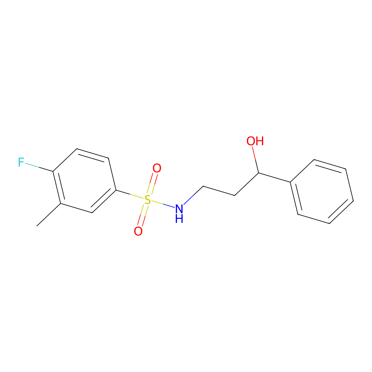 4-fluoro-N-(3-hydroxy-3-phenylpropyl)-3-methylbenzenesulfonamide molecular structure, CAS 1396790-52-5