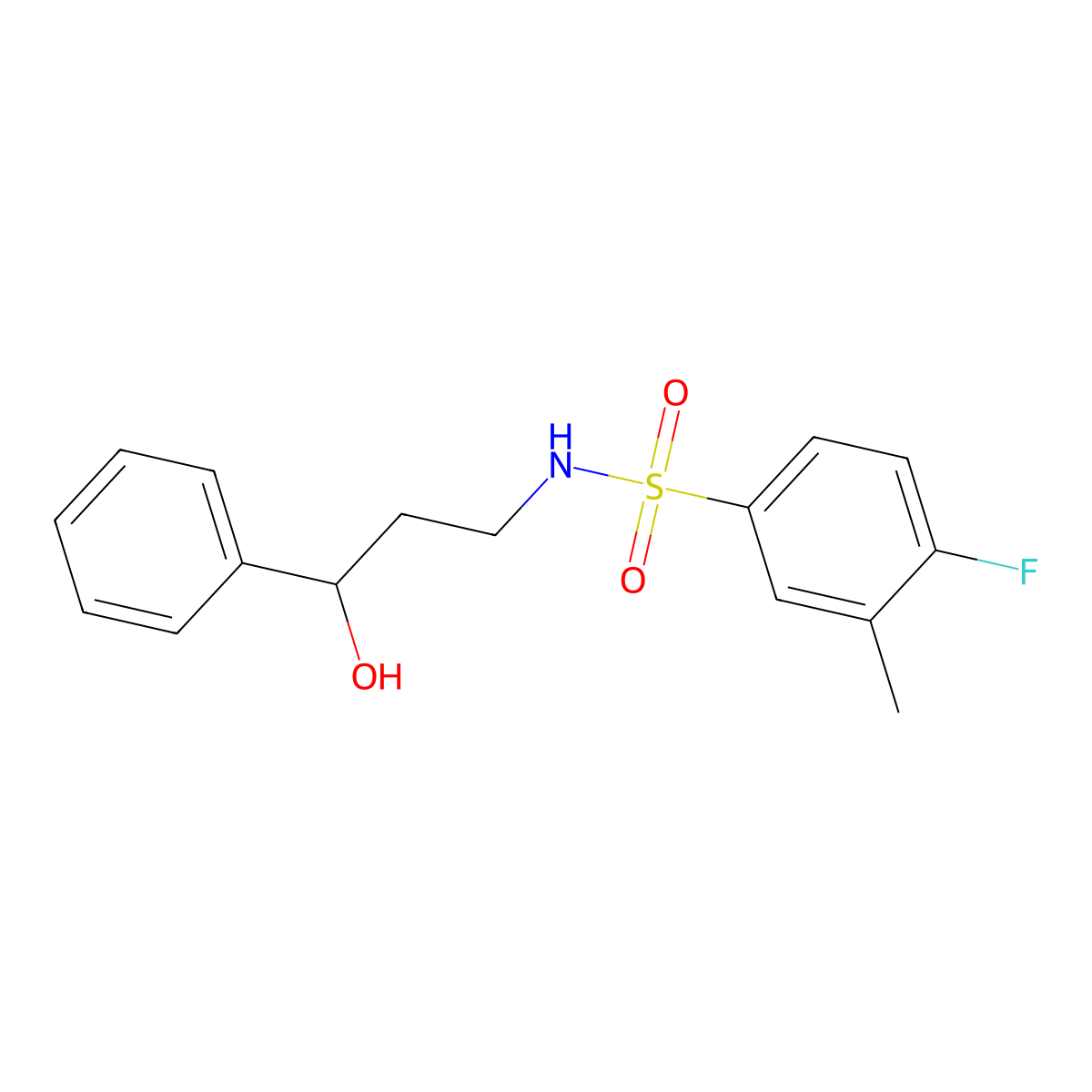 4-fluoro-N-(3-hydroxy-3-phenylpropyl)-3-methylbenzenesulfonamide molecular structure, CAS 1396790-52-5