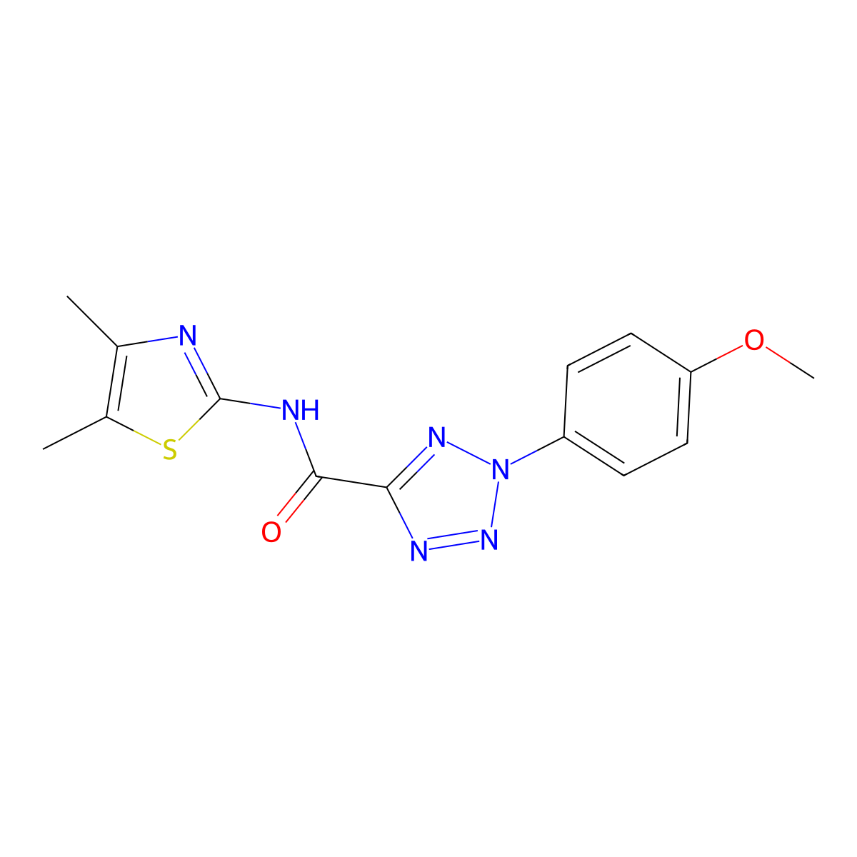 N-(4,5-dimethylthiazol-2-yl)-2-(4-methoxyphenyl)-2H-tetrazole-5-carboxamide molecular structure, CAS 1396790-53-6