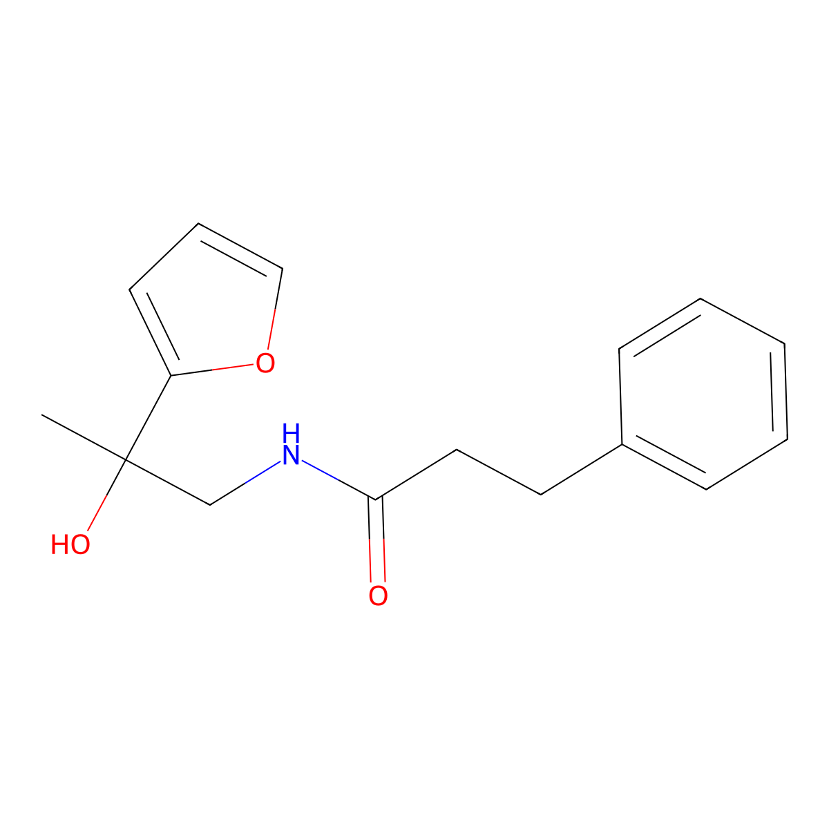 N-[2-(furan-2-yl)-2-hydroxypropyl]-3-phenylpropanamide molecular structure, CAS 1396790-56-9