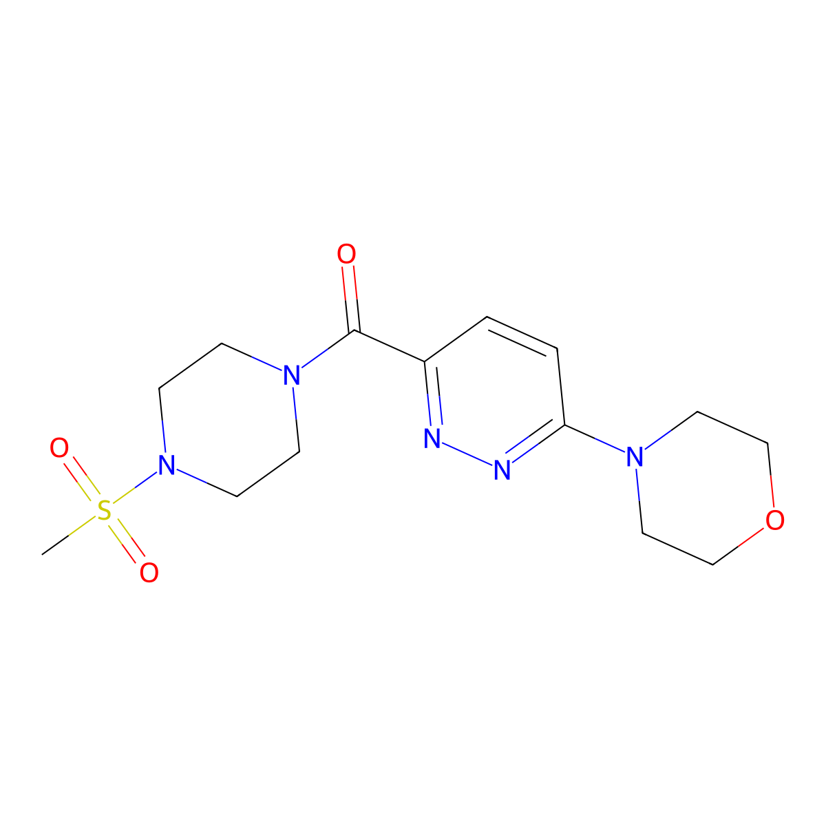 (4-(Methylsulfonyl)piperazin-1-yl)(6-morpholinopyridazin-3-yl)methanone molecular structure, CAS 1396790-59-2