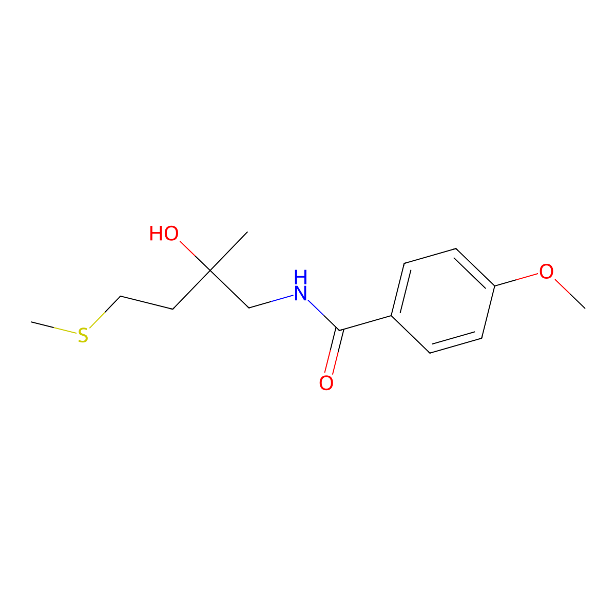 N-(2-hydroxy-2-methyl-4-(methylthio)butyl)-4-methoxybenzamide molecular structure, CAS 1396790-62-7