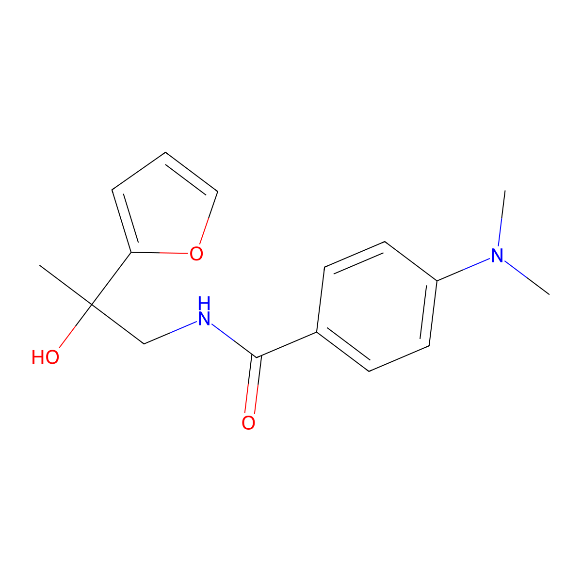 4-(dimethylamino)-N-[2-(furan-2-yl)-2-hydroxypropyl]benzamide molecular structure, CAS 1396790-65-0