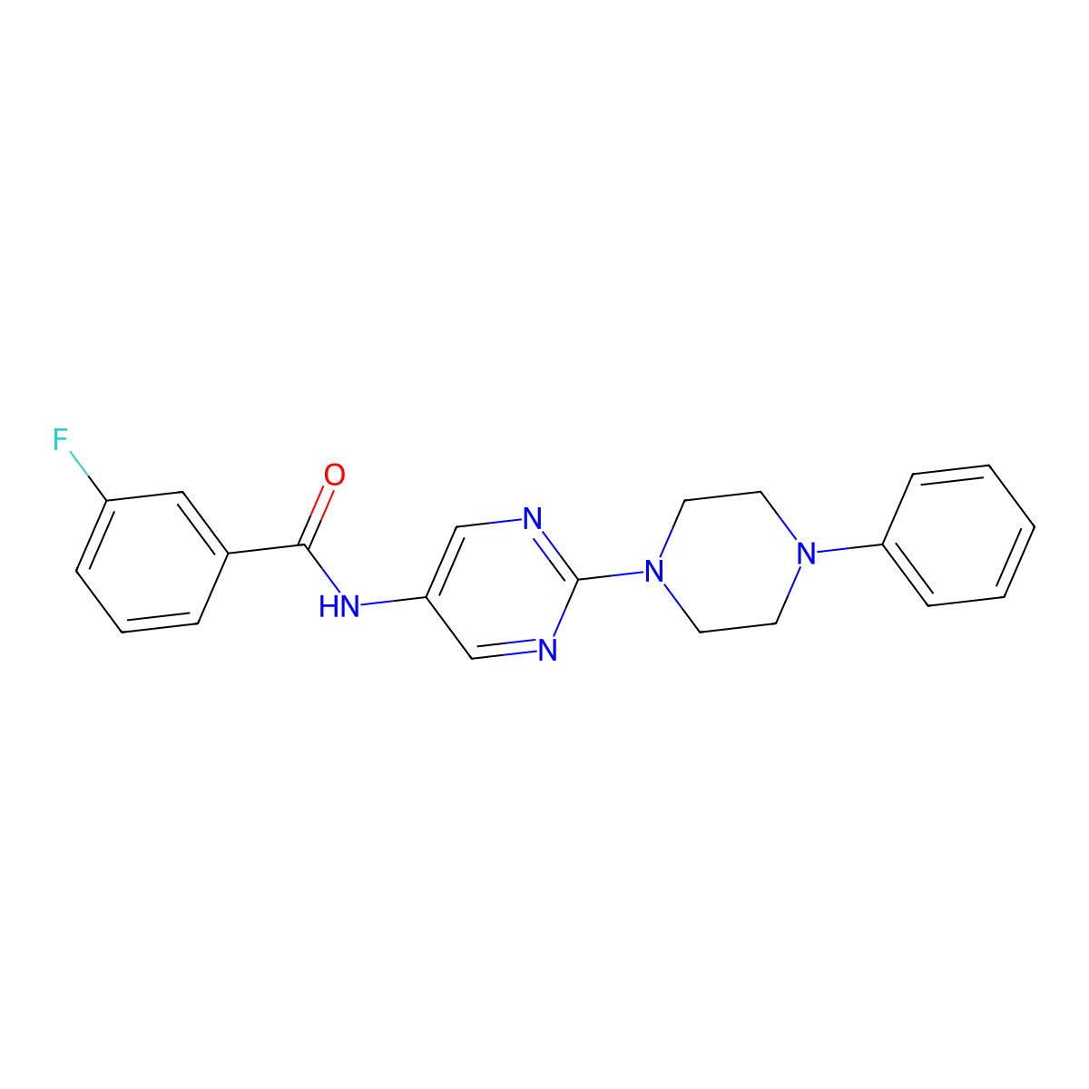 3-fluoro-N-[2-(4-phenylpiperazin-1-yl)pyrimidin-5-yl]benzamide molecular structure, CAS 1396790-68-3