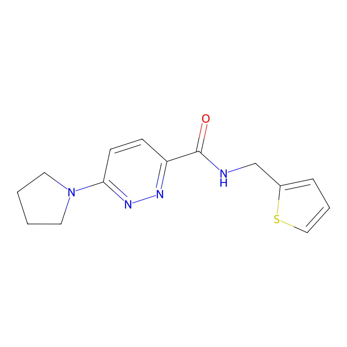 6-(pyrrolidin-1-yl)-N-(thiophen-2-ylmethyl)pyridazine-3-carboxamide molecular structure, CAS 1396790-69-4