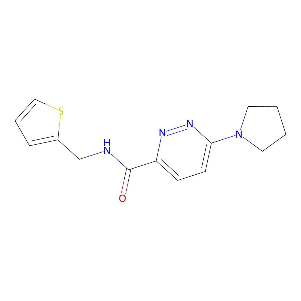 6-(pyrrolidin-1-yl)-N-(thiophen-2-ylmethyl)pyridazine-3-carboxamide molecular structure, CAS 1396790-69-4