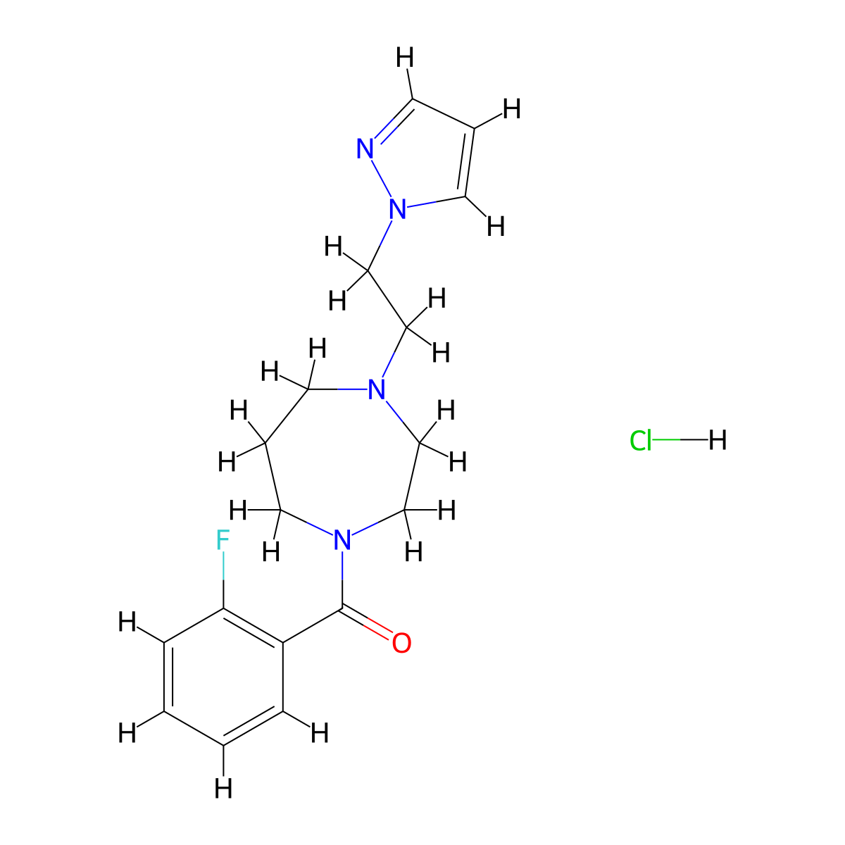 (4-(2-(1H-pyrazol-1-yl)ethyl)-1,4-diazepan-1-yl)(2-fluorophenyl)methanone hydrochloride molecular structure, CAS 1396790-71-8