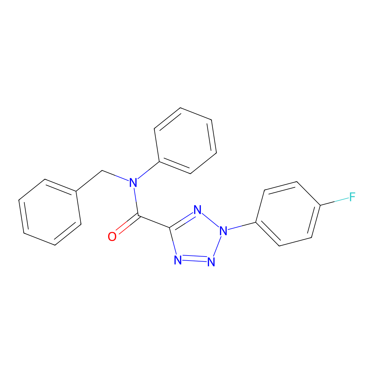 N-benzyl-2-(4-fluorophenyl)-N-phenyl-2H-tetrazole-5-carboxamide molecular structure, CAS 1396790-72-9