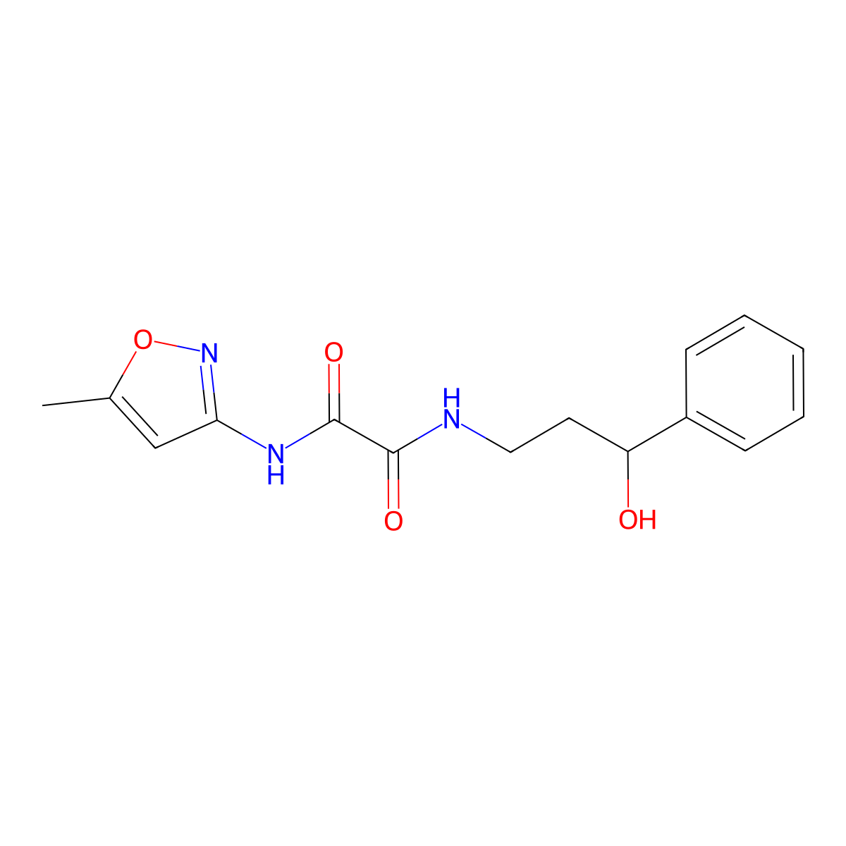 N1-(3-hydroxy-3-phenylpropyl)-N2-(5-methylisoxazol-3-yl)oxalamide molecular structure, CAS 1396790-78-5