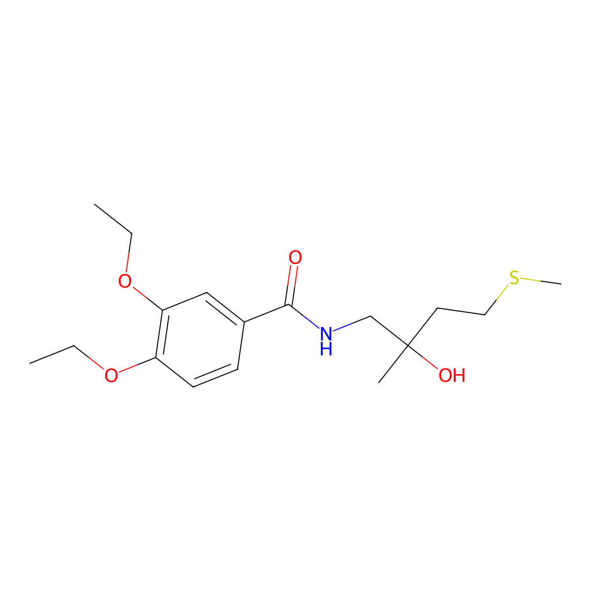3,4-diethoxy-N-(2-hydroxy-2-methyl-4-(methylthio)butyl)benzamide molecular structure, CAS 1396790-89-8