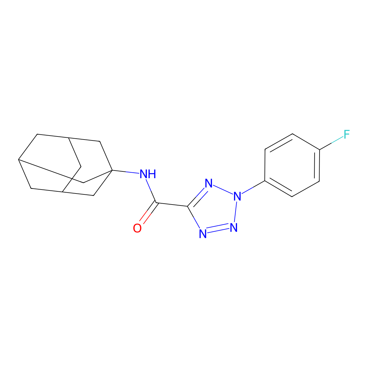 N-(adamantan-1-yl)-2-(4-fluorophenyl)-2H-1,2,3,4-tetrazole-5-carboxamide molecular structure, CAS 1396790-90-1