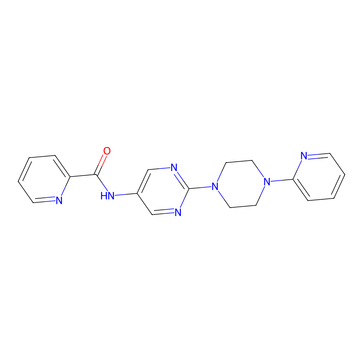 N-(2-(4-(pyridin-2-yl)piperazin-1-yl)pyrimidin-5-yl)picolinamide molecular structure, CAS 1396790-91-2
