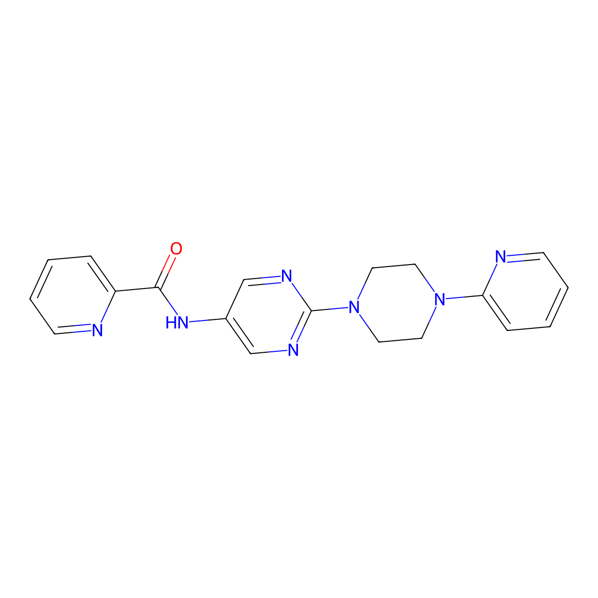 N-(2-(4-(pyridin-2-yl)piperazin-1-yl)pyrimidin-5-yl)picolinamide molecular structure, CAS 1396790-91-2