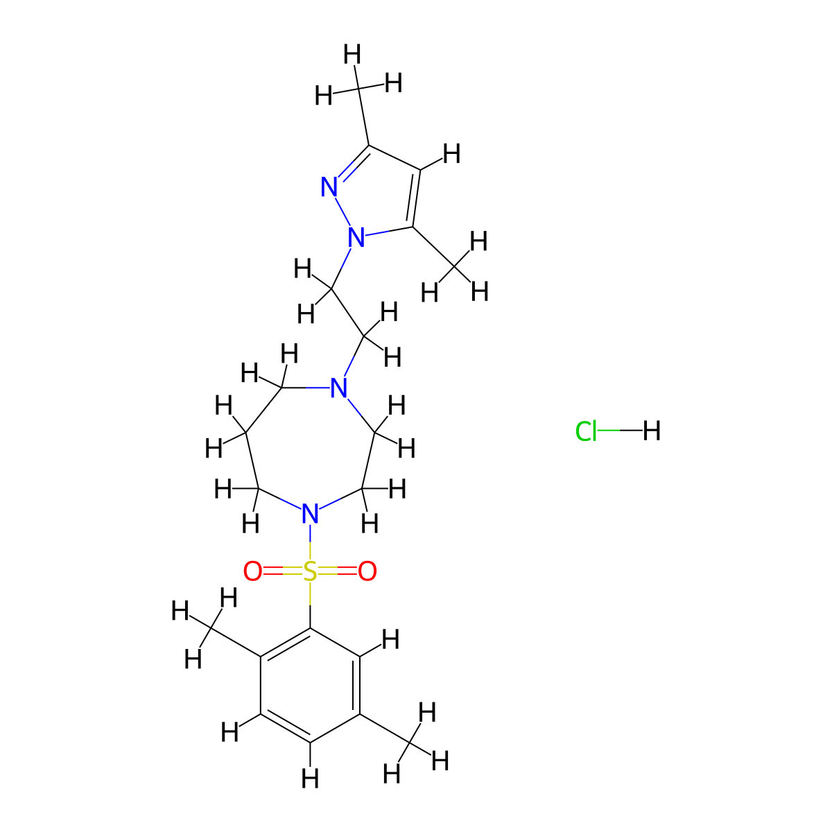 1-(2-(3,5-dimethyl-1H-pyrazol-1-yl)ethyl)-4-((2,5-dimethylphenyl)sulfonyl)-1,4-diazepane hydrochloride molecular structure, CAS 1396790-96-7