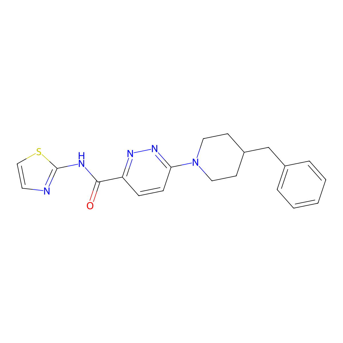 6-(4-benzylpiperidin-1-yl)-N-(thiazol-2-yl)pyridazine-3-carboxamide molecular structure, CAS 1396791-00-6
