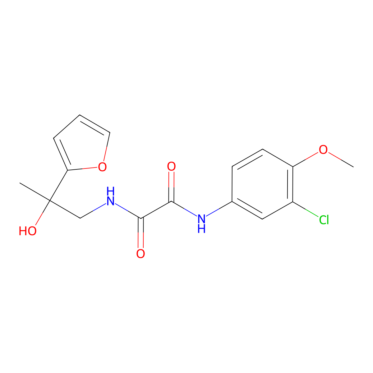 N1-(3-chloro-4-methoxyphenyl)-N2-(2-(furan-2-yl)-2-hydroxypropyl)oxalamide molecular structure, CAS 1396791-05-1