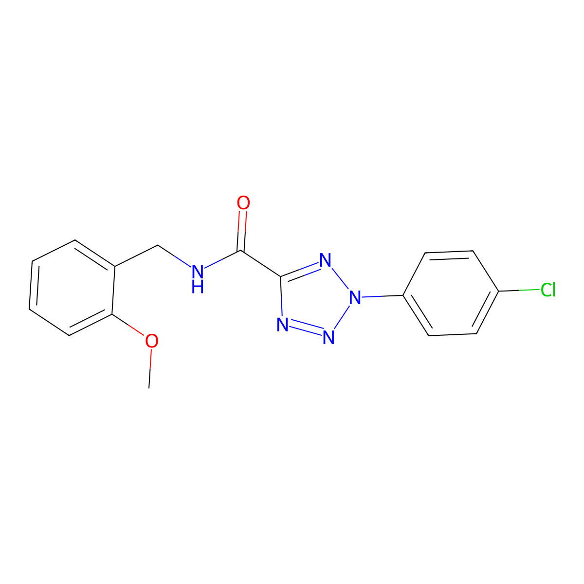 2-(4-chlorophenyl)-N-(2-methoxybenzyl)-2H-tetrazole-5-carboxamide molecular structure, CAS 1396791-06-2