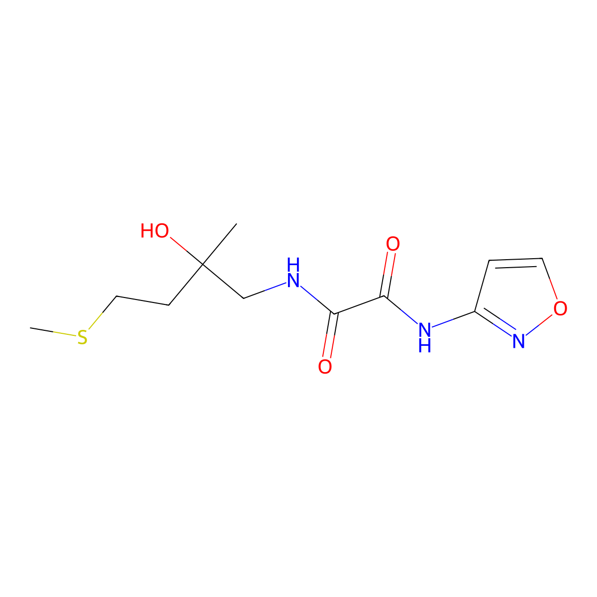 N1-(2-hydroxy-2-methyl-4-(methylthio)butyl)-N2-(isoxazol-3-yl)oxalamide molecular structure, CAS 1396791-07-3