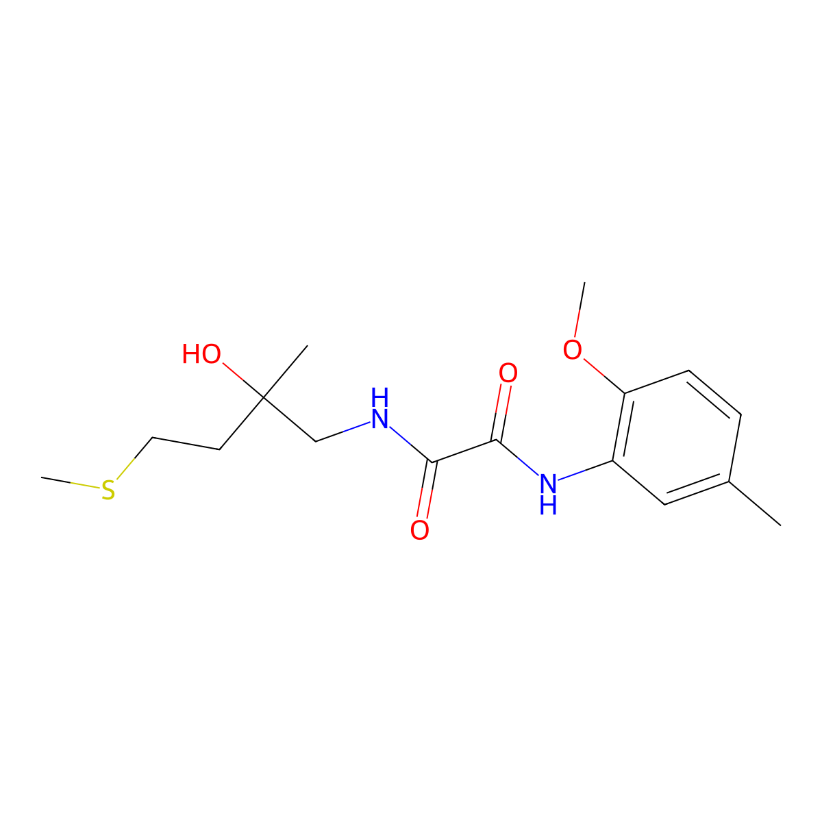 N1-(2-hydroxy-2-methyl-4-(methylthio)butyl)-N2-(2-methoxy-5-methylphenyl)oxalamide molecular structure, CAS 1396791-14-2