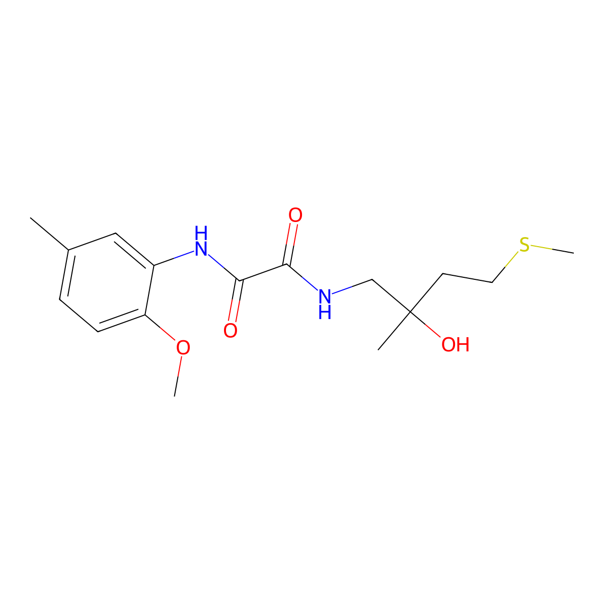 N1-(2-hydroxy-2-methyl-4-(methylthio)butyl)-N2-(2-methoxy-5-methylphenyl)oxalamide molecular structure, CAS 1396791-14-2