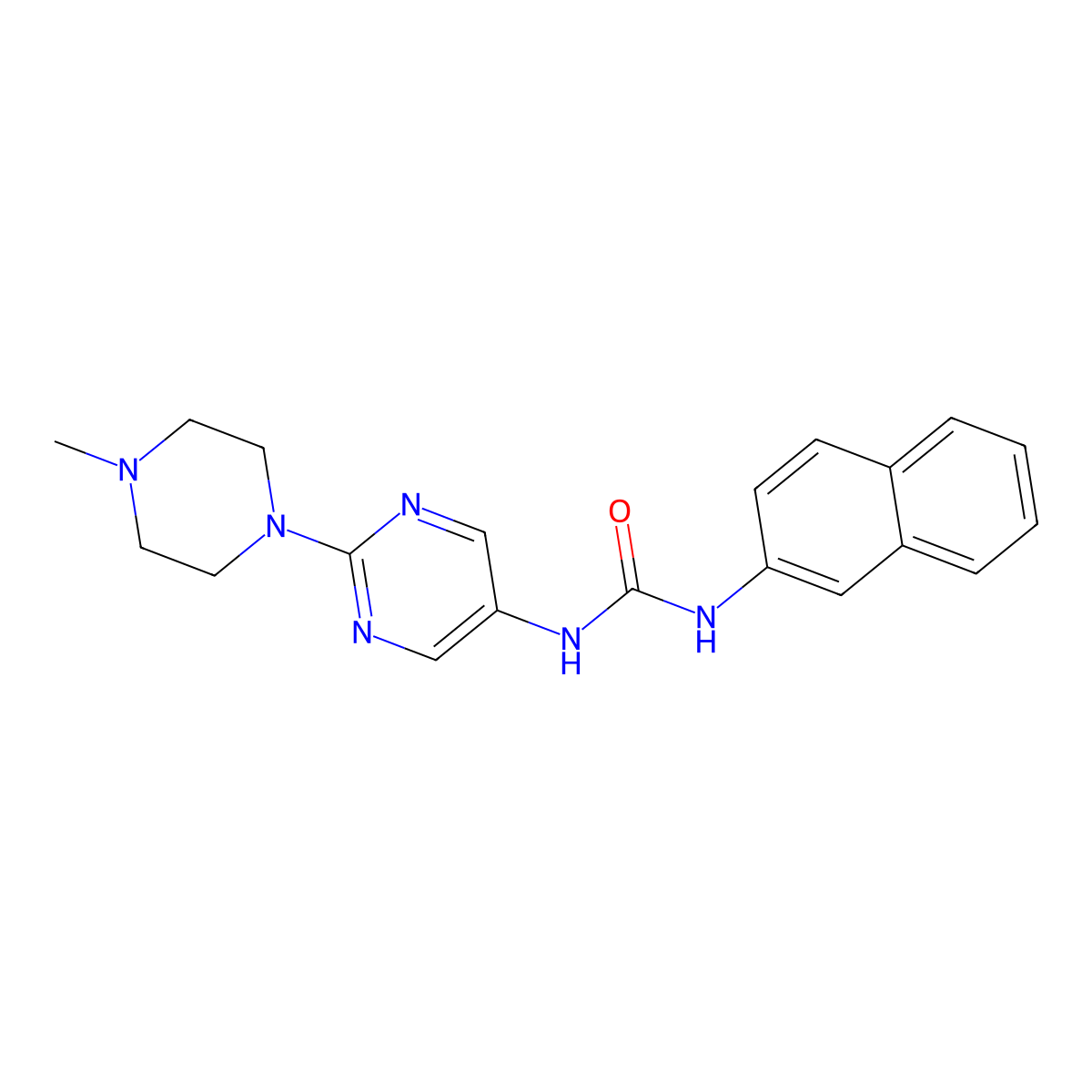 1-(2-(4-Methylpiperazin-1-yl)pyrimidin-5-yl)-3-(naphthalen-2-yl)urea molecular structure, CAS 1396791-22-2