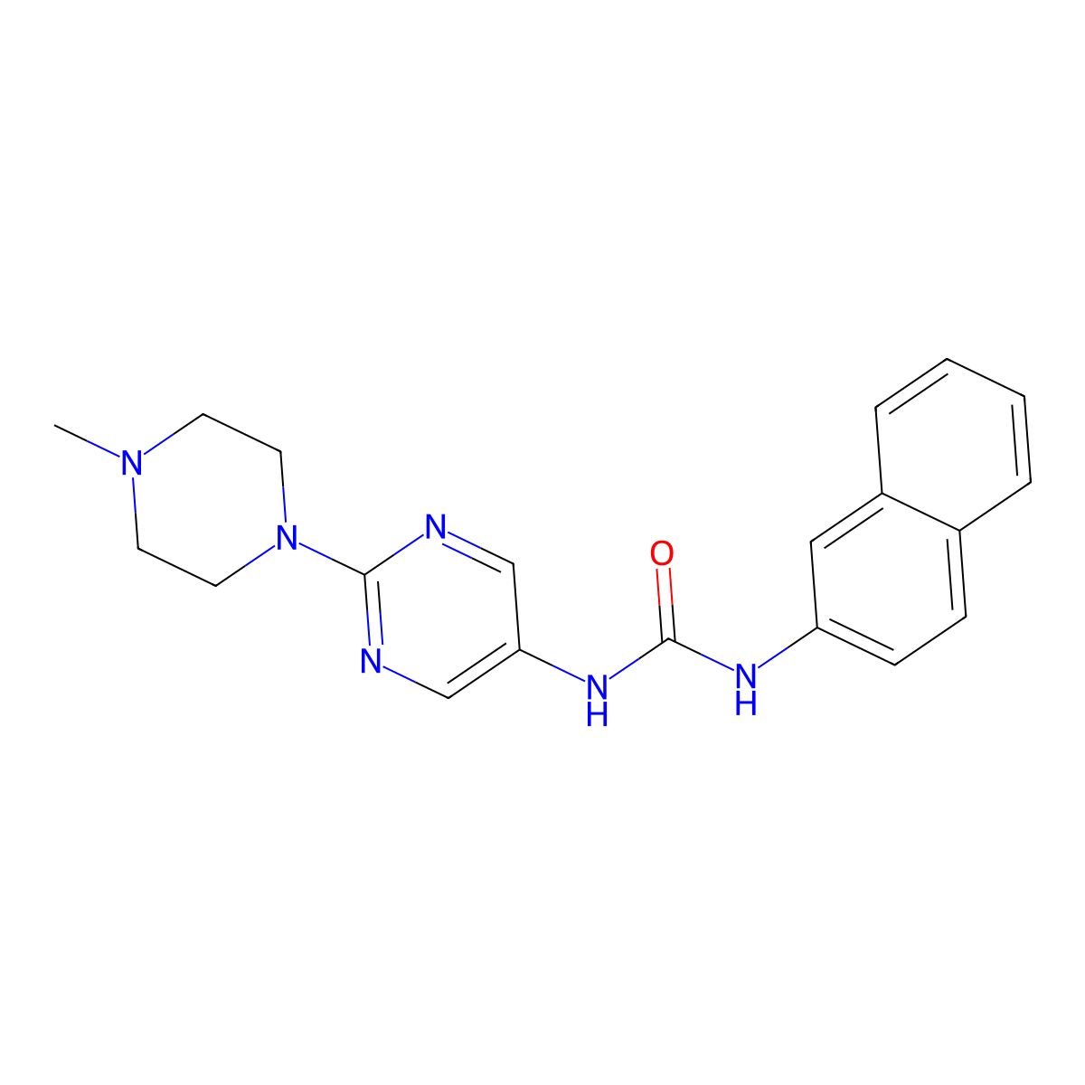 1-(2-(4-Methylpiperazin-1-yl)pyrimidin-5-yl)-3-(naphthalen-2-yl)urea molecular structure, CAS 1396791-22-2