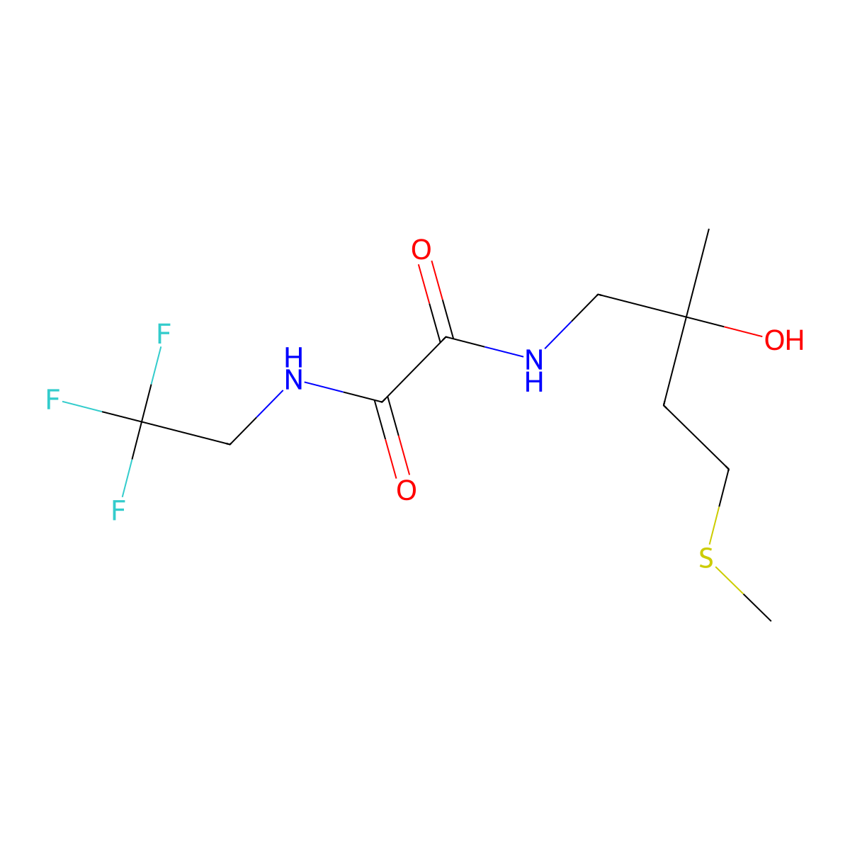 N1-(2-hydroxy-2-methyl-4-(methylthio)butyl)-N2-(2,2,2-trifluoroethyl)oxalamide molecular structure, CAS 1396791-23-3