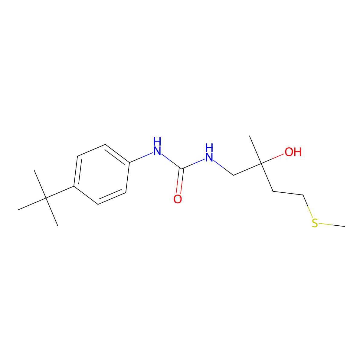 1-(4-(Tert-butyl)phenyl)-3-(2-hydroxy-2-methyl-4-(methylthio)butyl)urea molecular structure, CAS 1396791-30-2
