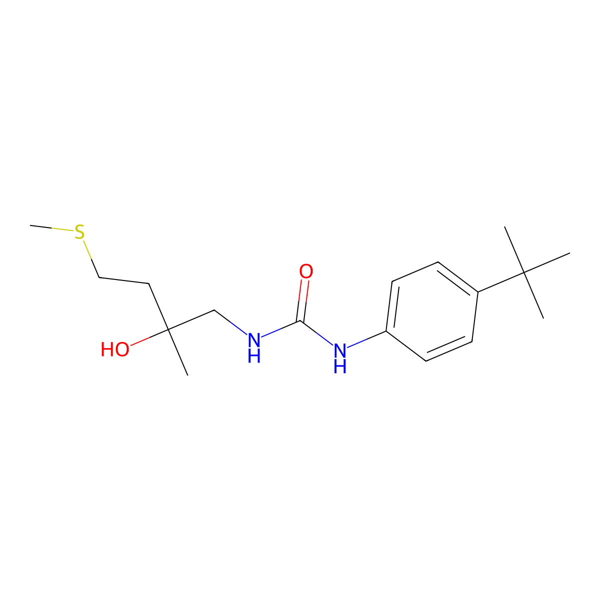 1-(4-(Tert-butyl)phenyl)-3-(2-hydroxy-2-methyl-4-(methylthio)butyl)urea molecular structure, CAS 1396791-30-2