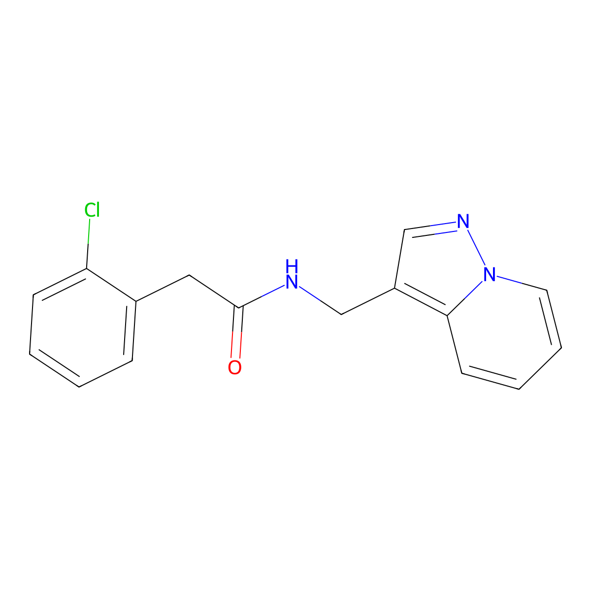 2-(2-chlorophenyl)-N-(pyrazolo[1,5-a]pyridin-3-ylmethyl)acetamide molecular structure, CAS 1396791-32-4