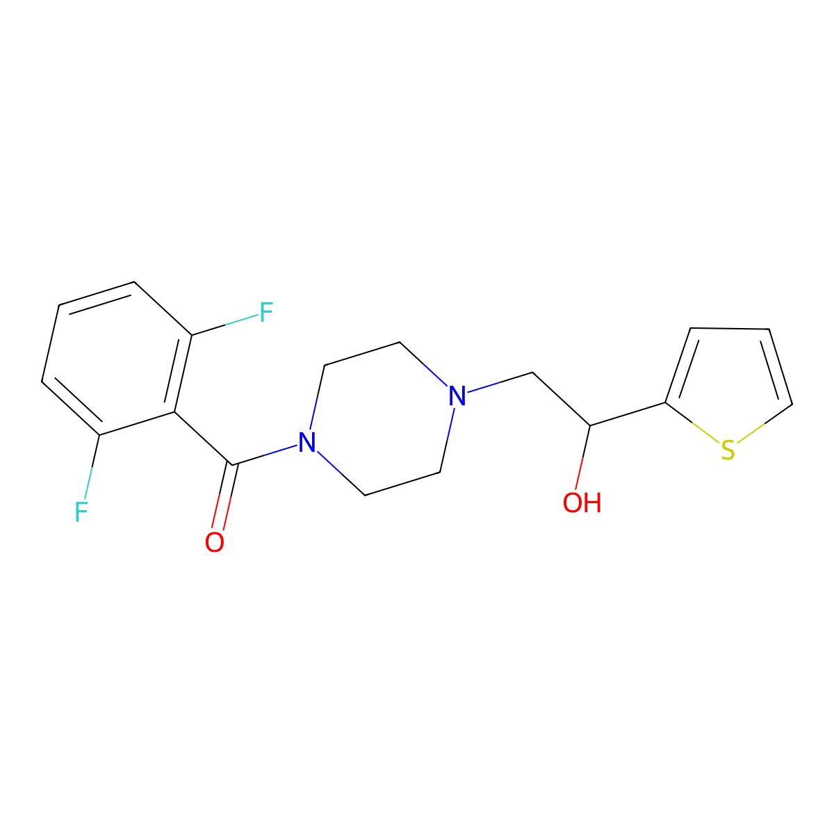2-[4-(2,6-Difluorobenzoyl)piperazin-1-yl]-1-(thiophen-2-yl)ethan-1-ol molecular structure, CAS 1396791-33-5