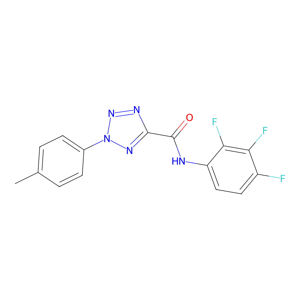 2-(p-tolyl)-N-(2,3,4-trifluorophenyl)-2H-tetrazole-5-carboxamide molecular structure, CAS 1396791-34-6