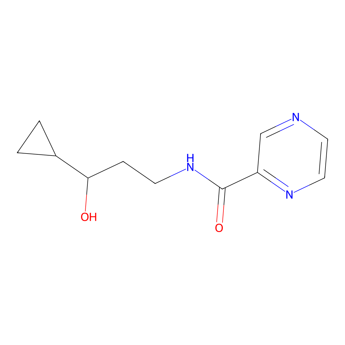 N-(3-cyclopropyl-3-hydroxypropyl)pyrazine-2-carboxamide molecular structure, CAS 1396791-36-8