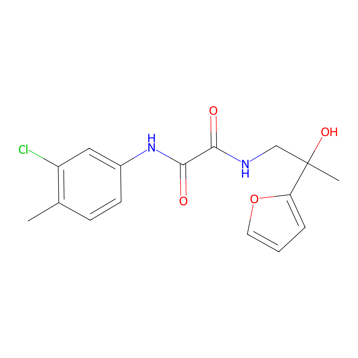 N1-(3-chloro-4-methylphenyl)-N2-(2-(furan-2-yl)-2-hydroxypropyl)oxalamide molecular structure, CAS 1396791-37-9