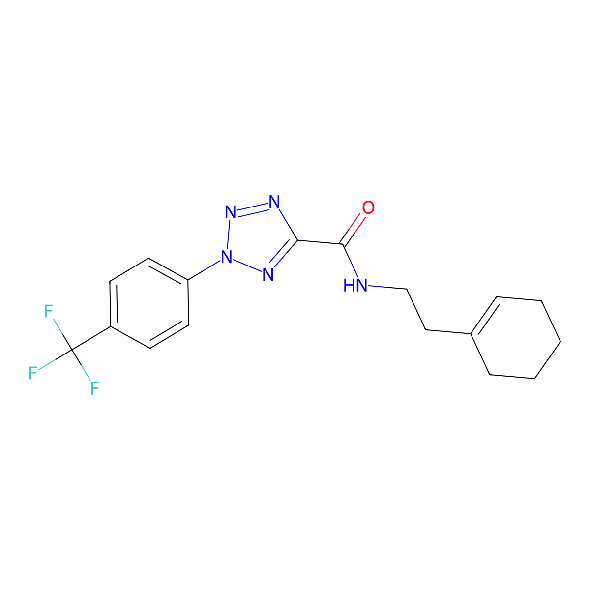 N-(2-(cyclohex-1-en-1-yl)ethyl)-2-(4-(trifluoromethyl)phenyl)-2H-tetrazole-5-carboxamide molecular structure, CAS 1396791-38-0