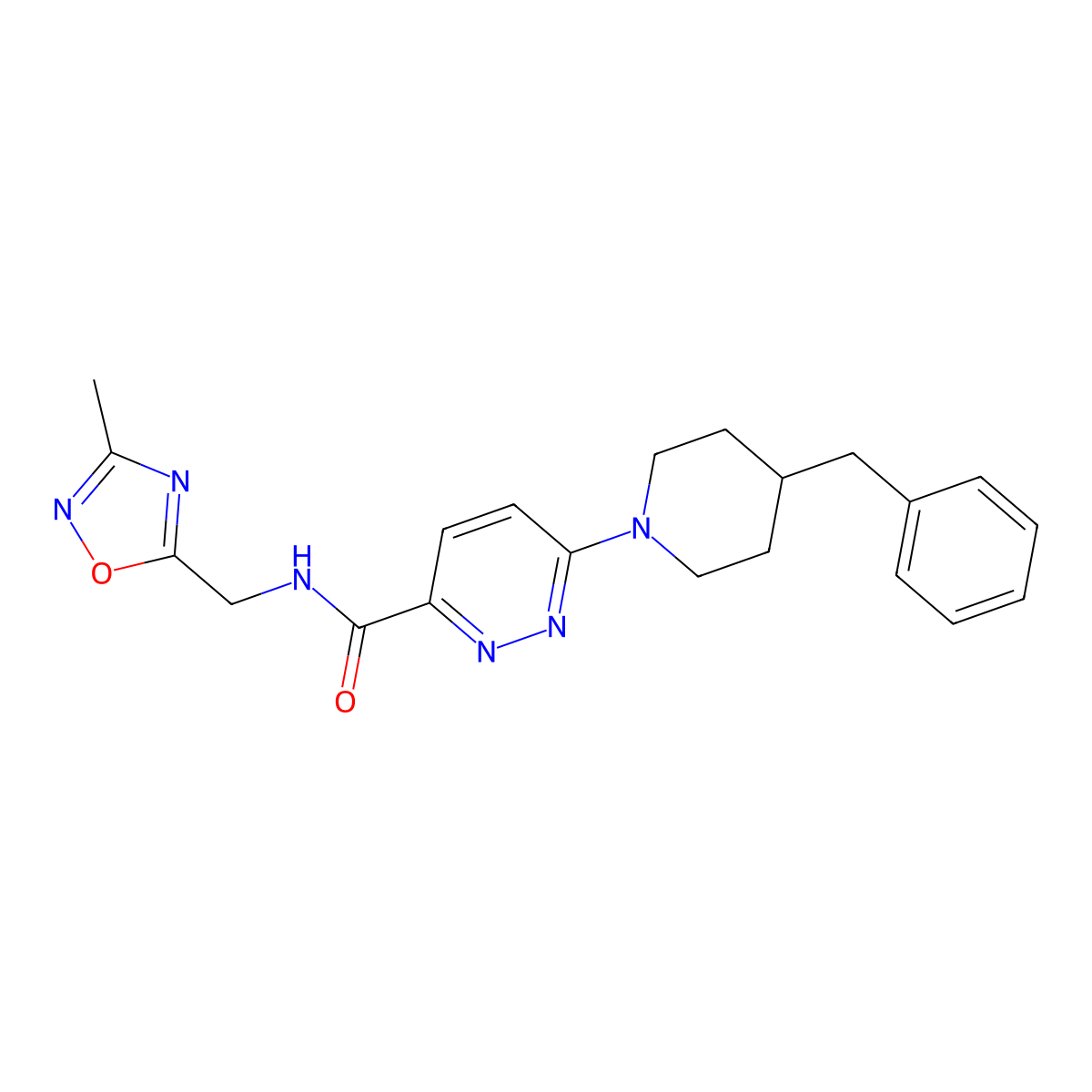 6-(4-benzylpiperidin-1-yl)-N-[(3-methyl-1,2,4-oxadiazol-5-yl)methyl]pyridazine-3-carboxamide molecular structure, CAS 1396791-39-1