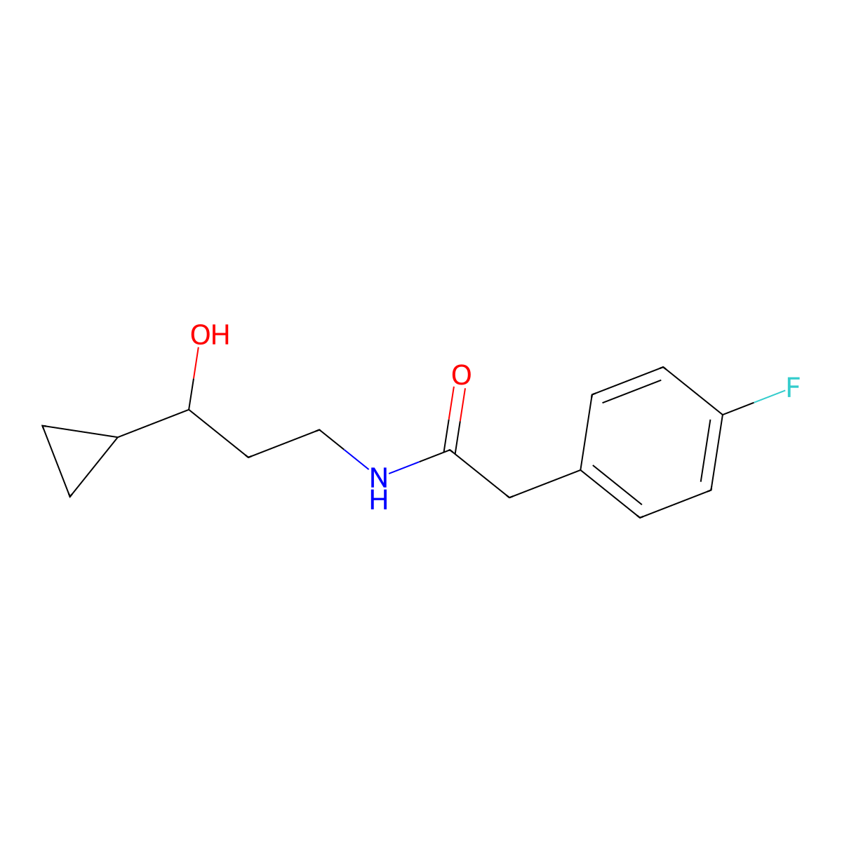 N-(3-cyclopropyl-3-hydroxypropyl)-2-(4-fluorophenyl)acetamide molecular structure, CAS 1396791-41-5